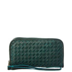 Persaman New York Sabrina Hand Woven Leather Wallet, Green